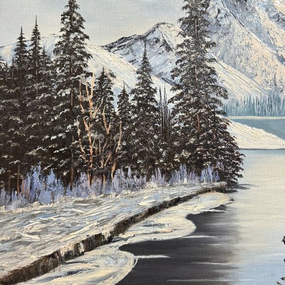 Vintage 1982 "Winter Mountain" Original Oil Painting by Hazel Steven 27" x 23" - Picture 9 of 16